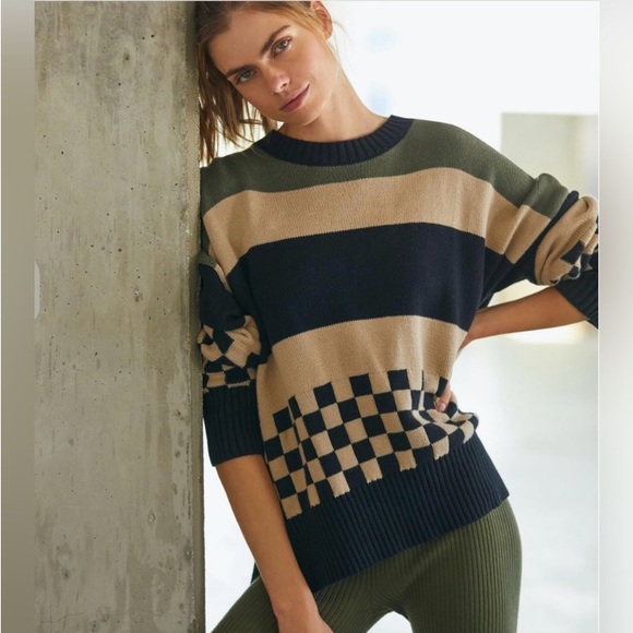Beach Riot Sweaters - BEACH RIOT Callie Stripe
Checkerboard Sweater, Sz XS NWT